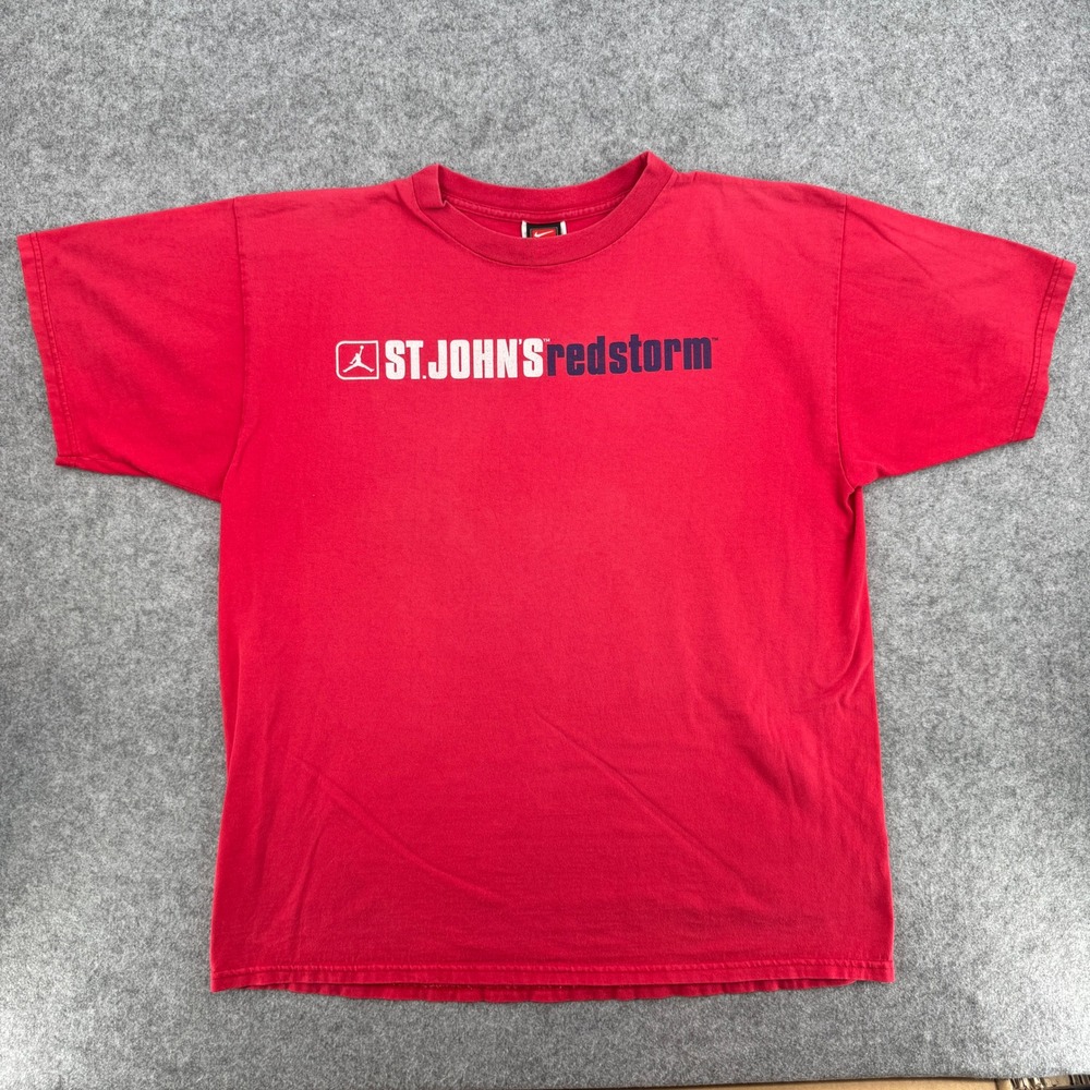 Vintage Jordan Brand T-Shirt Red St. Johns Red Storm NCAA Basketball Tee Men XL